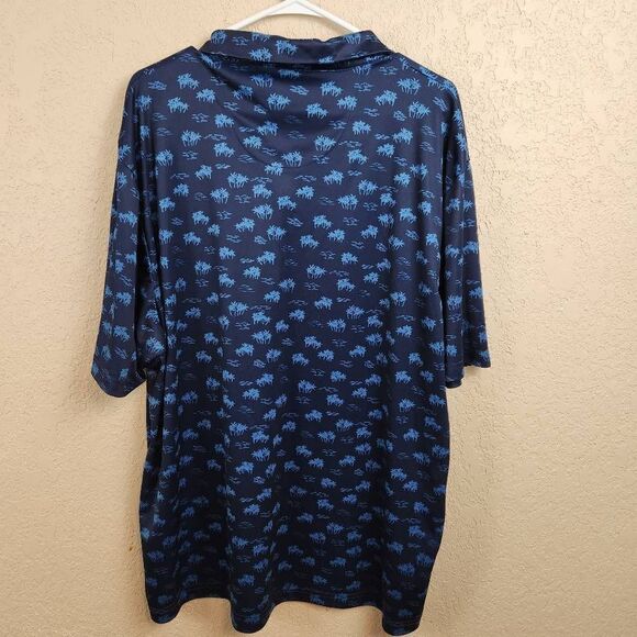 Jack Nicklaus Blue on Blue Palm Tee Print Golf Pool Shirt XXL (4644) - Picture 2 of 4